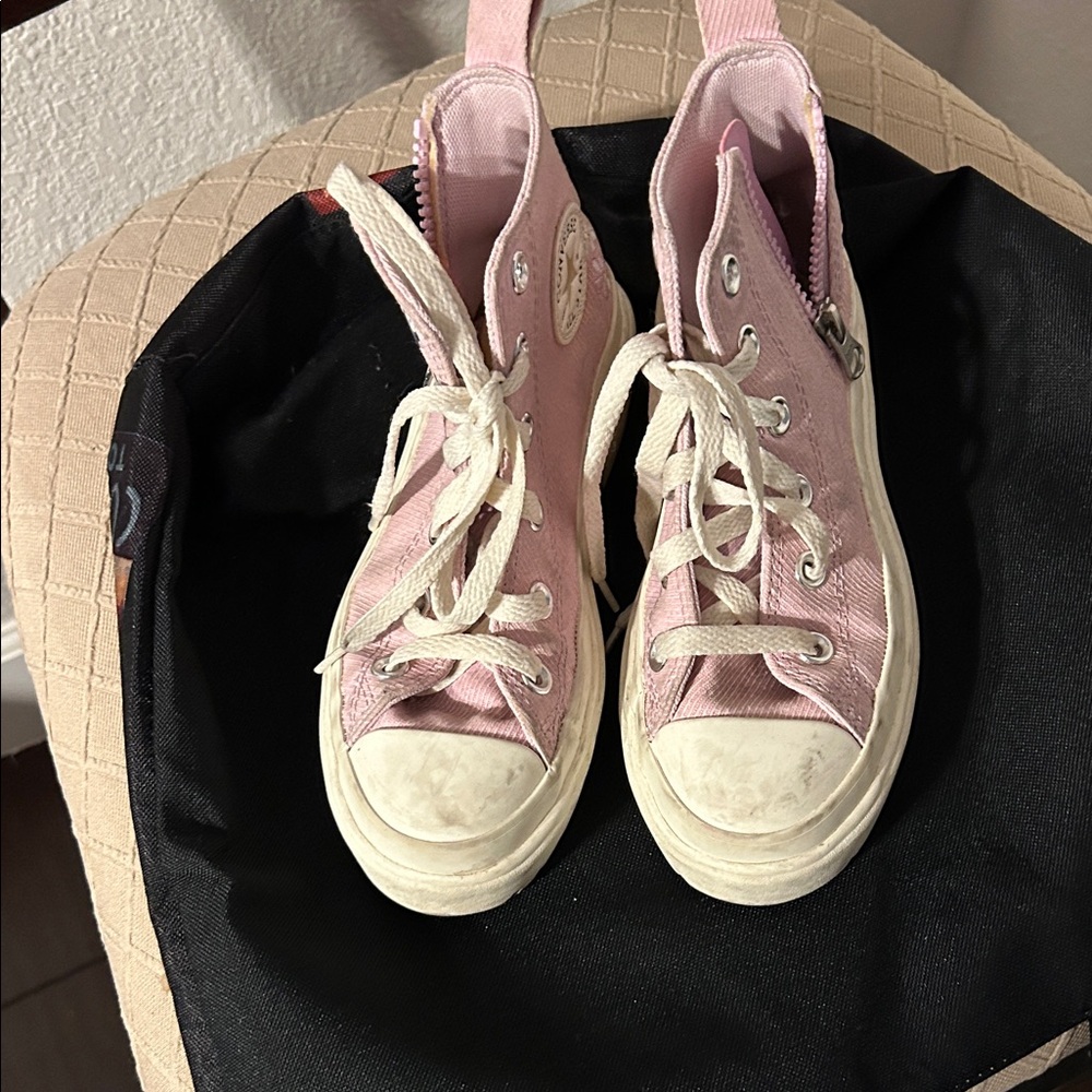 Converse Pink and White High-Top Sneakers